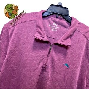 Tommy Bahama XXL 1/4 Zip Long Sleeve Pullover Shirt Marlin Logo Plum Casual